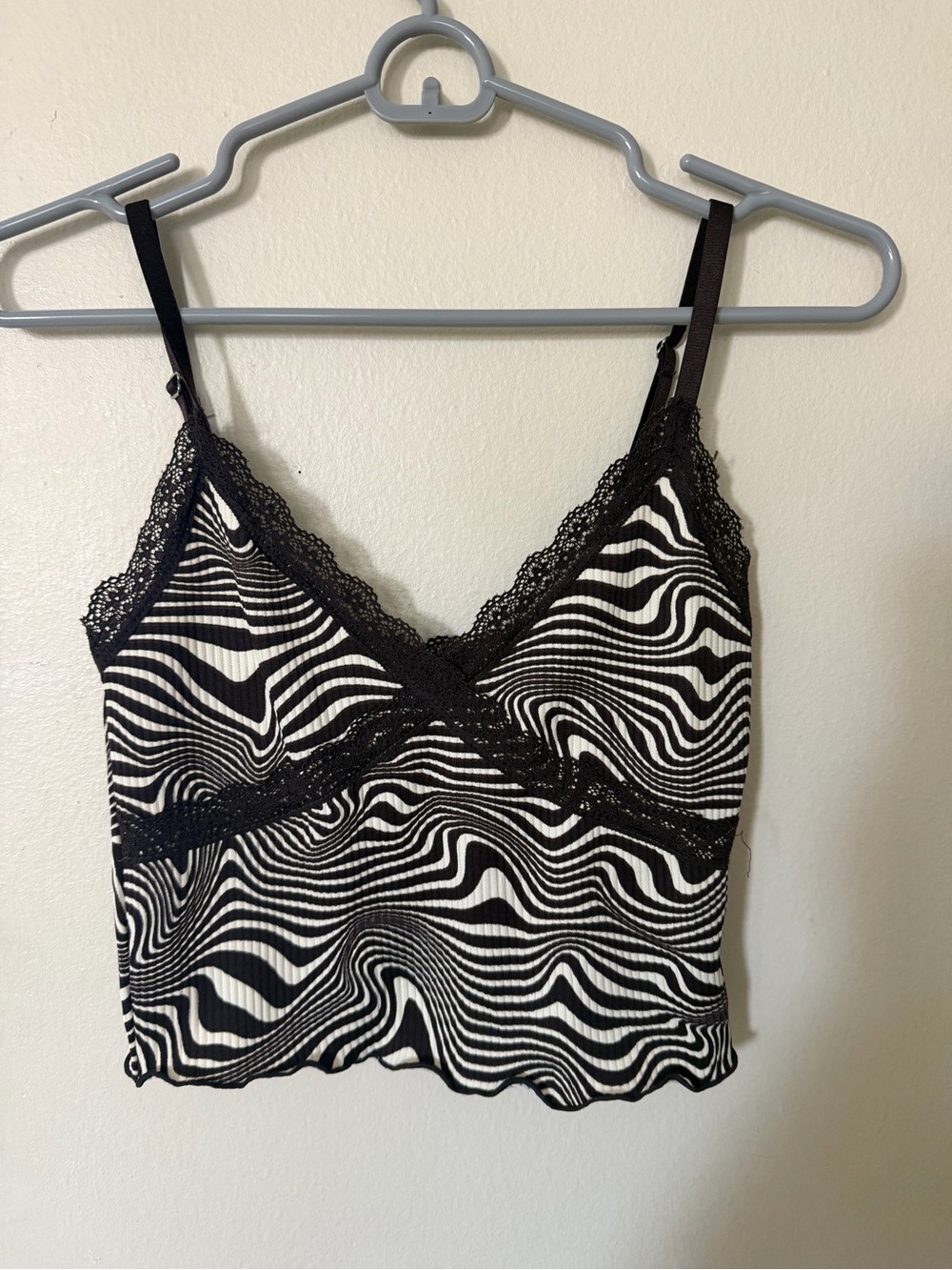 Divided Black & White Zebra Lace-Trim Bandeau Cami
